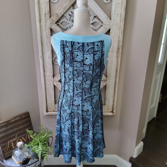 Perceptions Women's Sleeveless Shift Midi Dress with Tie Front Cardigan in Blue - Picture 6 of 11